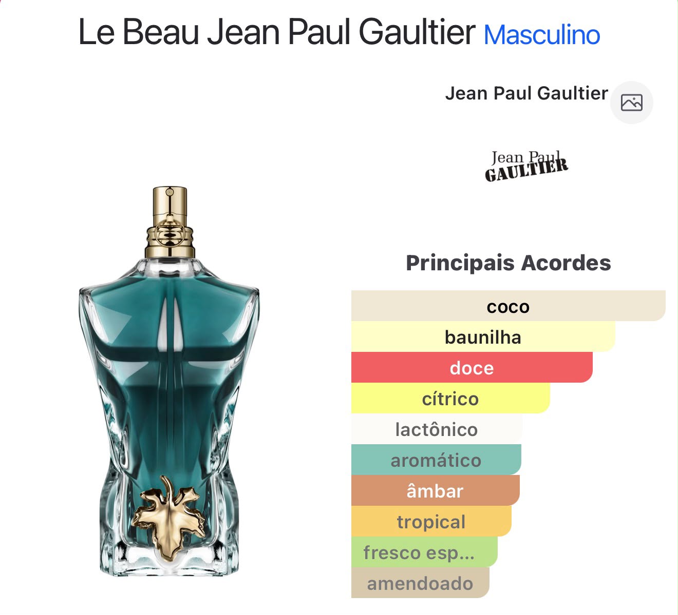 Jean Paul Gaultier -Le Beau - EDT 125ml